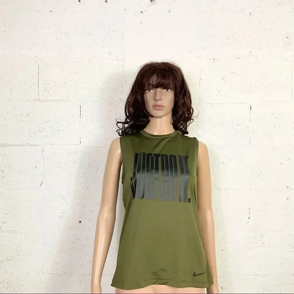 Nike Just Do It Army Green Black Muscle Tank Leggings Matching Set M